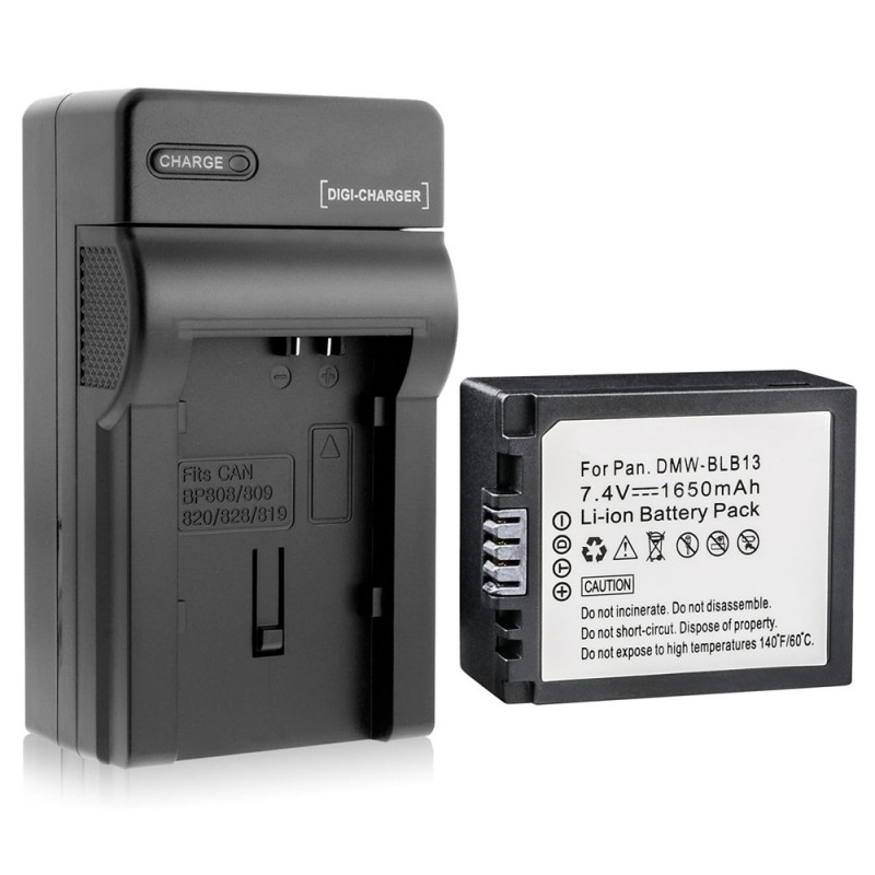                             Batteri til Panasonic DMW-BLB13 (7.4V, 1650mAh) 1 Batteri + 1 Lader                             
                                                        
                            