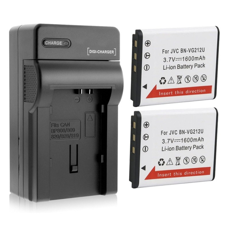                             Batteri til JVC BN-VG212 (3.7V, 1600mAh, 2 Batteri + 1 Lader)                            
                                                        
                            
