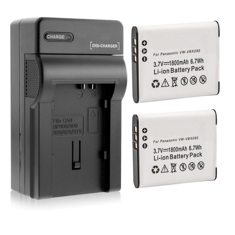                             Batteri til Panasonic VW-VBX090 (3.7V, 1800mAh) 2 Batteri + 1 Lader                             
                                                        
                            