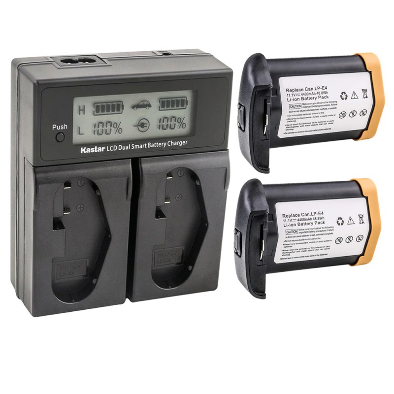                             Batteri til Canon LP-E4 (11.1V, 4400mAh, 2 Batteri + 1 Lader)                            
                                                        
                            