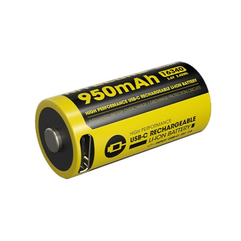 
                                                        
                                                        Batteri til Nitecore 16340 RCR123A NL169 3.6V 950mAh USB-C
                            