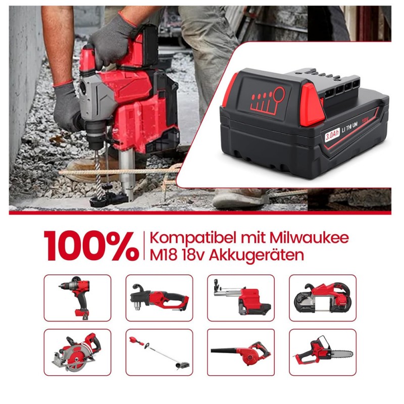                             Batteri til Milwaukee 48-11-1815 (18V, 3000mAh)                            
                                                        
                            