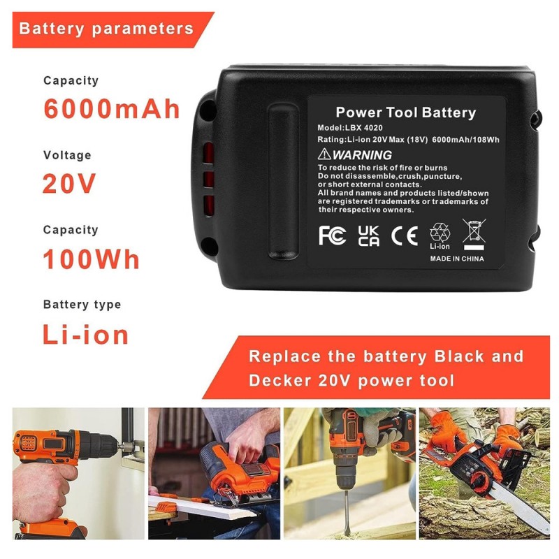                             Batteri til Black & Decker PCC640 (20V, 6000mAh)                            
                                                        
                            