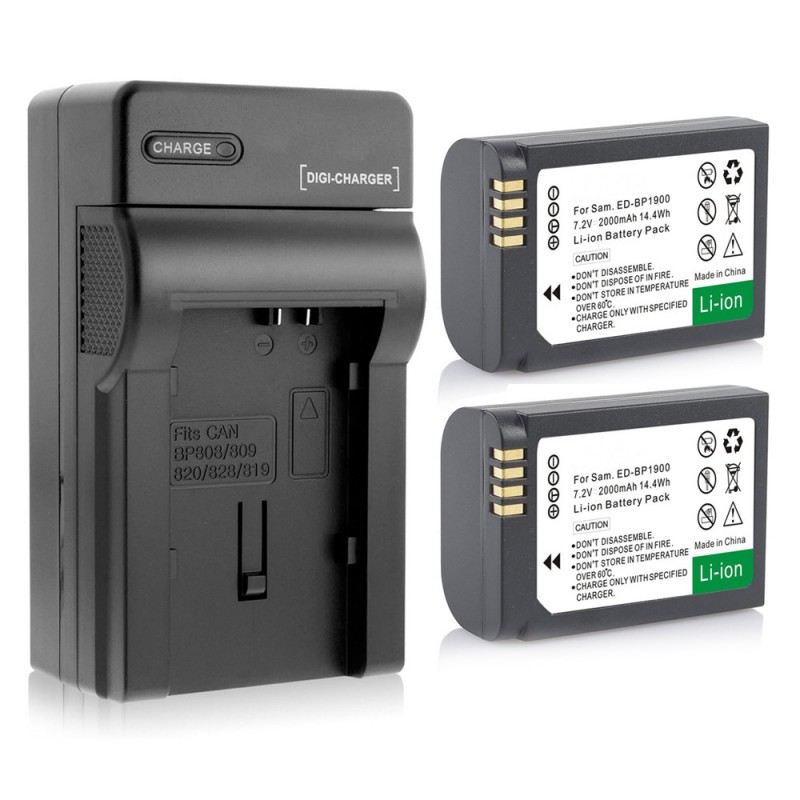                             Batteri til Samsung ED-BP1900/US (7.2V, 1900mAh) 2 Batteri + 1 Lader                             
                                                        
                            