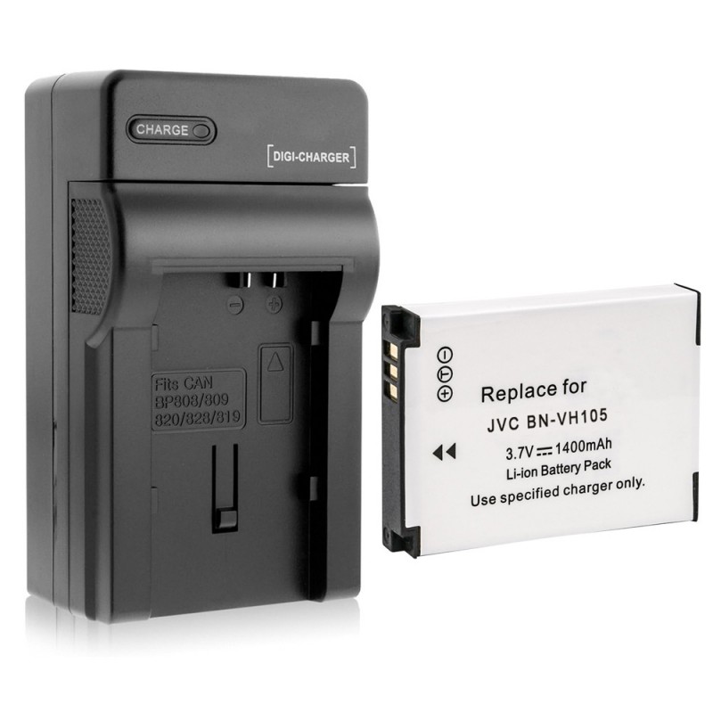                             Batteri til JVC BN-VH105 (3.7V, 1400mAh) 1 Batteri + 1 Lader                             
                                                        
                            
