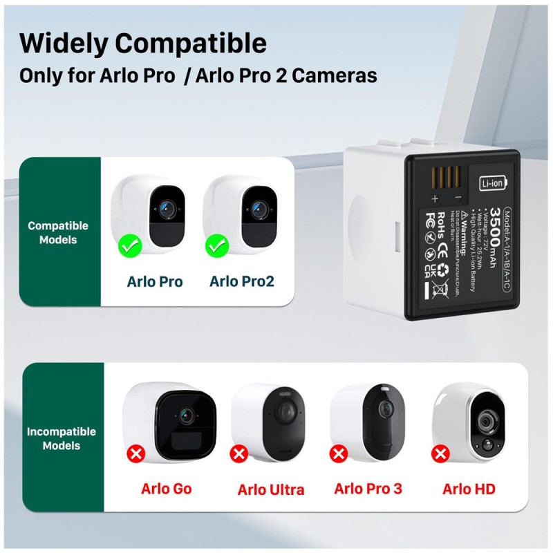                             Batteri til Arlo A-1C (7.2V, 3500mAh)                            
                                                        
                            