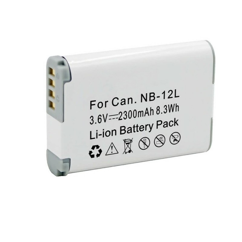                             Batteri til Canon NB-12L (3.6V, 2300mAh) 2 Batteri + 1 Lader                             
                                                        
                            