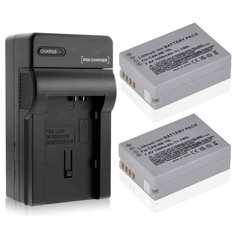                             Batteri til Canon NB-10L (7.4V, 1300mAh) 2 Batteri + 1 Lader                             
                                                        
                            