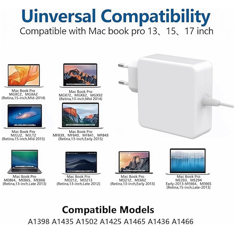 
                            Lader til Apple 85W 20V 4.25A T-Tip (20V, 4.25A, 85W, T-Tip)                            
                            