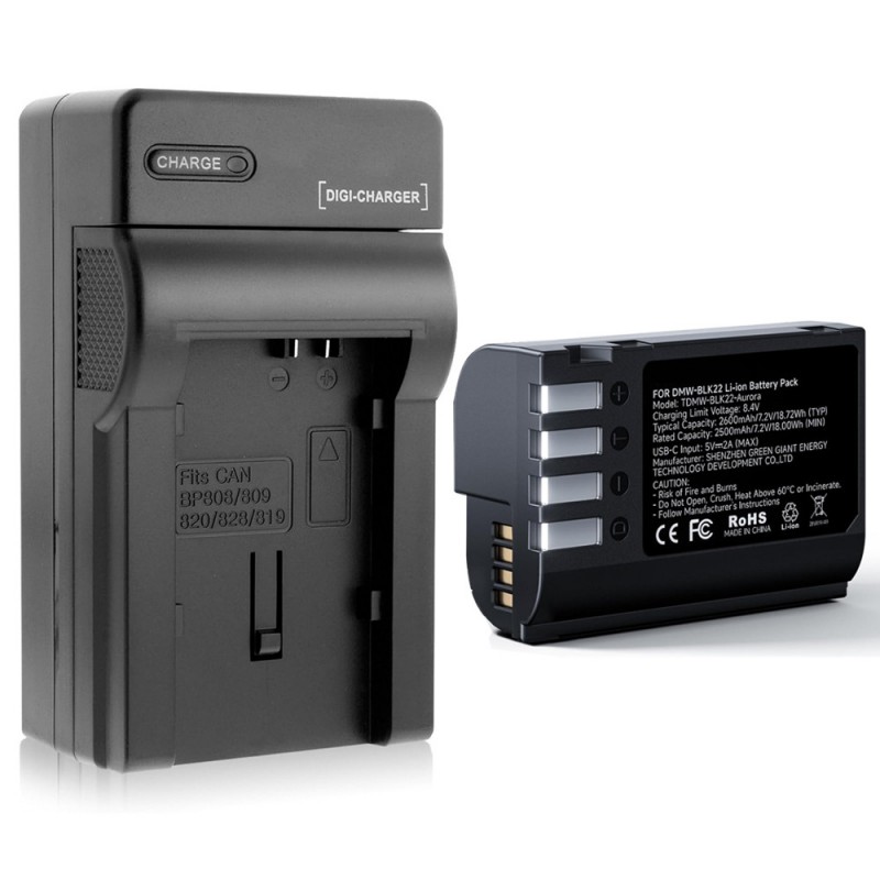                             Batteri til Panasonic DMW-BLK22 (7.2V, 2600mAh, 1 Batteri + 1 Lader)                            
                                                        
                            
