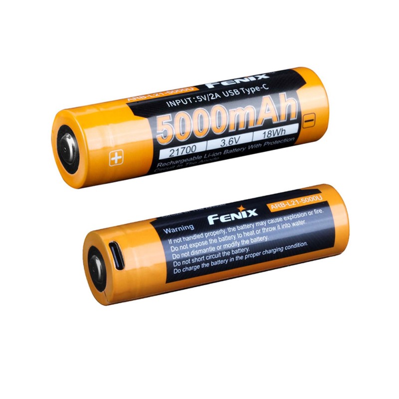 Batteri til Fenix Oppladbart 21700 ARB-L21-5000U 3.6V 5000mAh (USB )