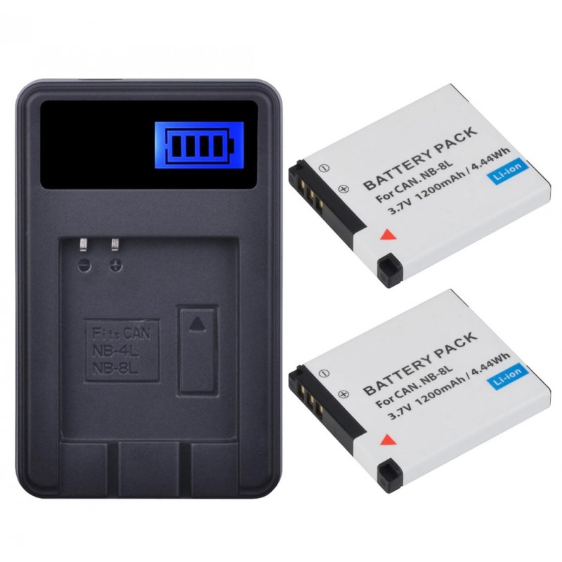                             Batteri til Canon NB-8L (3.7V, 1200mAh, 2 Batteri + 1 Lader)                            
                                                        
                            