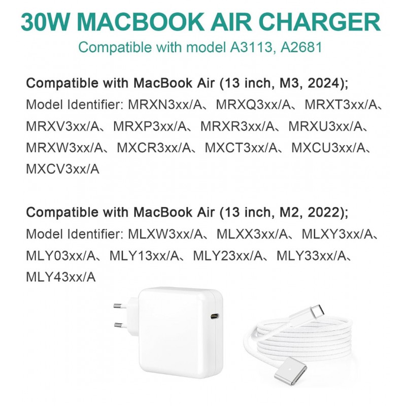 Lader til Apple MacBook Air Retina 13 inch 2018 (20V, 1.5A, 30W, Magsafe 3)                            
                             
                            Lader til Apple MacBook Air Retina 13 inch 2018 (20V, 1.5A, 30W, Magsafe 3)
