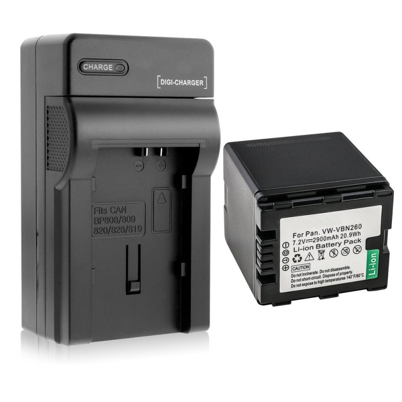                             Batteri til Panasonic VW-VBN130 (7.4V, 2900mAh, 1 Batteri + 1 Lader)                            
                                                        
                            