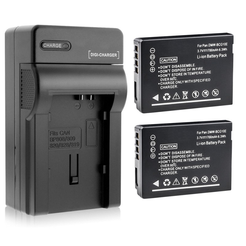                             Batteri til Panasonic DMW-BCG10E (3.7V, 1700mA, 2 Batteri + 1 Lader)                            
                                                        
                            
