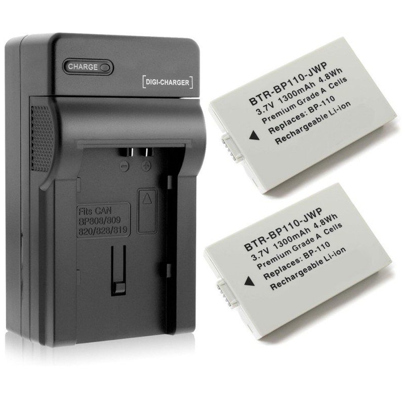 Batteri til Canon BP-110 (3.7V, 1300mAh, 2 Batteri + 1 Lader)
Batteri til Canon BP-110 (3.7V, 1300mAh, 2 Batteri + 1 Lader)