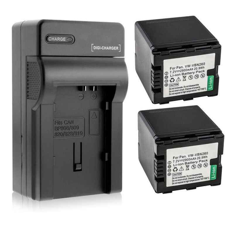                             Batteri til Panasonic VW-VBN130 (7.4V, 2900mAh, 2 Batteri + 1 Lader)                            
                                                        
                            