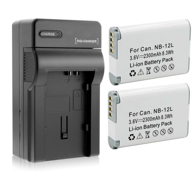                             Batteri til Canon NB-12L (3.6V, 2300mAh) 2 Batteri + 1 Lader                             
                                                        
                            