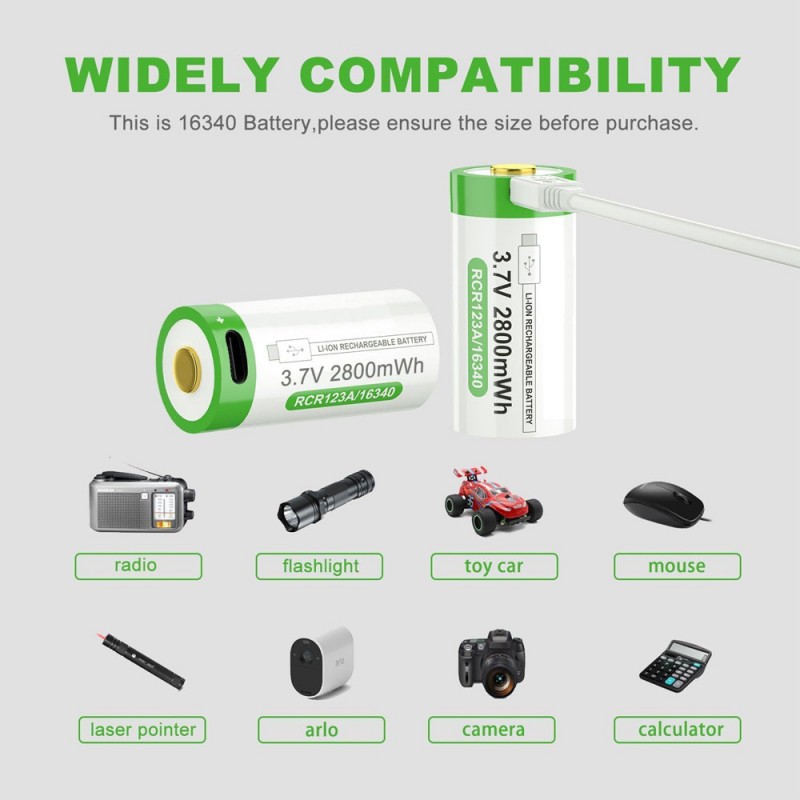                             Batteri til  16340 RCR123A CR123A 3.7V 2550mAh (3.7V, 2550mAh)                            
                                                        
                            