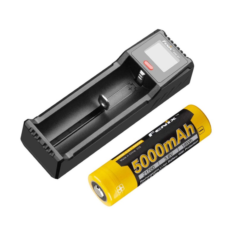 Batteri til Fenix Oppladbart 21700 ARB-L21-5000 3.6V 5000mAh + ARE-D1 Lader