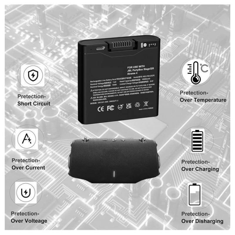                             Batteri til JBL Xtreme 4 7.4V 10000mAh (7.4V, 10000mAh)                            
                                                        
                            