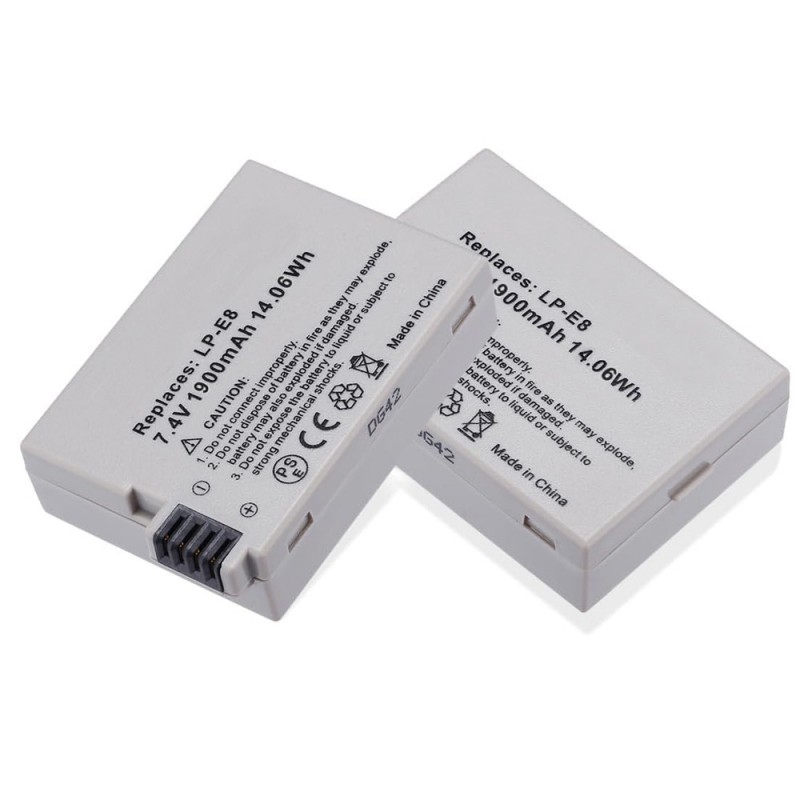                             Batteri til Canon LP-E8 (7.2V, 1000mAh) 1 Batteri + 1 Lader                             
                                                        
                            