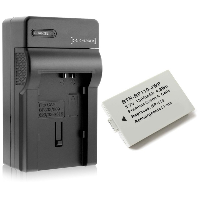                             Batteri til Canon BP-110 (3.7V, 1300mAh) 1 Batteri + 1 Lader                             
                                                        
                            