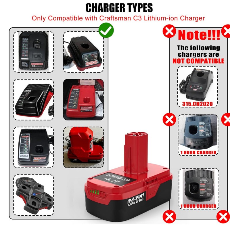                             Batteri til Craftsman Cordless Power Tool (19.2V, 4000mAh)                            
                                                        
                            