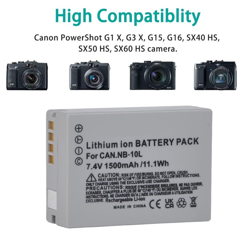                             Batteri til Canon PowerShot SX60 HS (7.4V, 1300mAh) 1 Batteri + 1 Lader                             
                                                        
                            