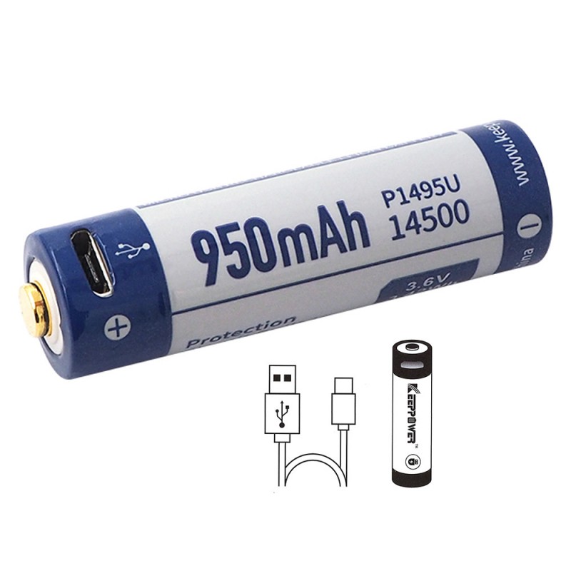 Batteri til Keeppower 14500 3.6V 950mAh USB