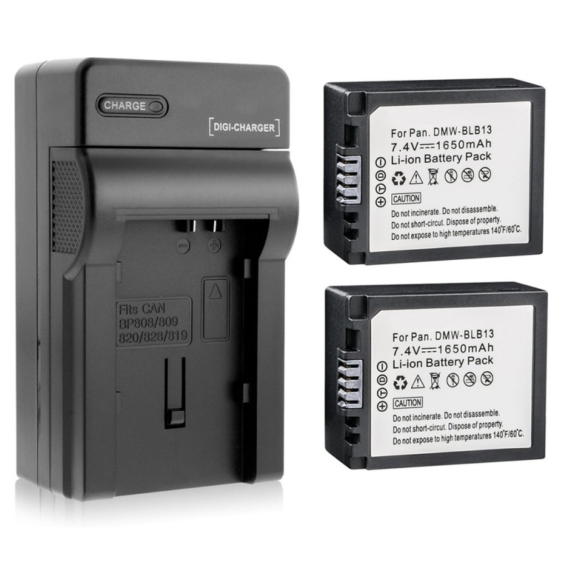                             Batteri til Panasonic DMW-BLB13 (7.4V, 1650mAh, 2 Batteri + 1 Lader)                            
                                                        
                            