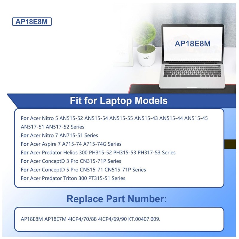                             Batteri til AP18E8M (15.4V, 3815mAh)                            
                                                        
                            
