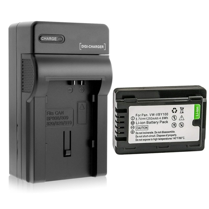                             Batteri til Panasonic VW-VBY100 (3.7V, 1250mAh) 1 Batteri + 1 Lader                             
                                                        
                            