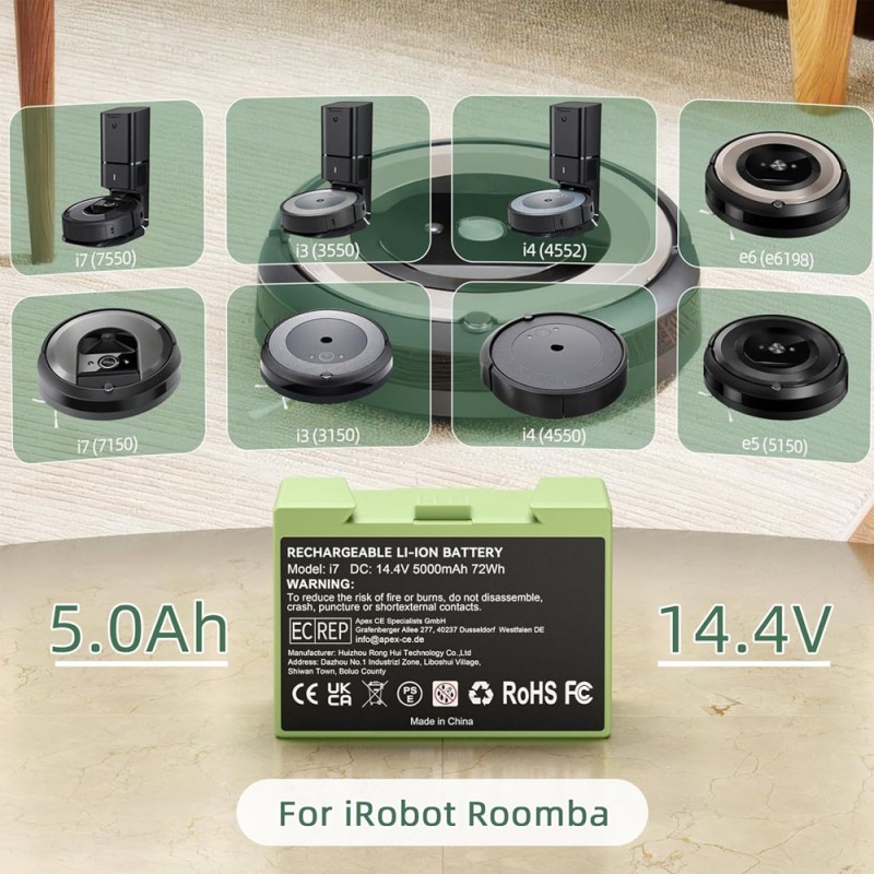                             Batteri til iRobot Roomba e5154 (14.4V, 5000mAh)                            
                                                        
                            