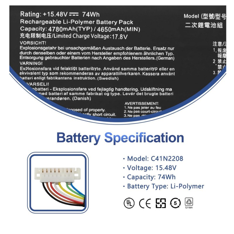                             Batteri til Asus Rog AllY CONSOLE 2023 (15.48V, 4780mAh/74Wh)                            
                                                        
                            
