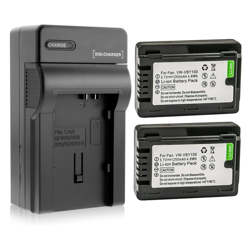                             Batteri til Panasonic VW-VBY100 (3.7V, 1250mAh, 2 Batteri + 1 Lader)                            
                                                        
                            