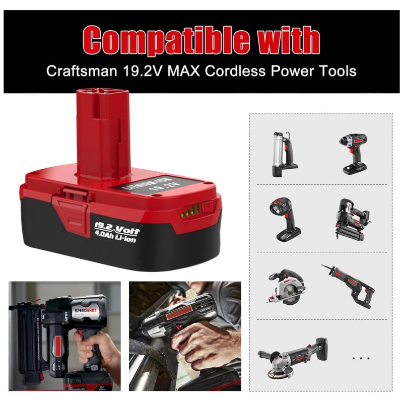                             Batteri til Craftsman Cordless Power Tool (19.2V, 4000mAh)                            
                                                        
                            