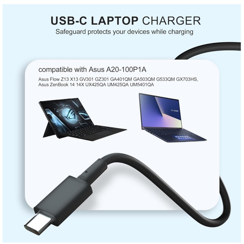 
                            Lader til Asus Chromebook Flip C302CA (20V, 3.25A, 65W, Type-C)                            
                            