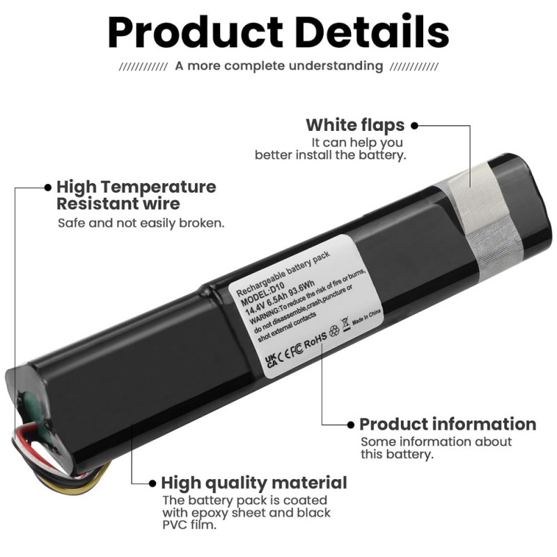                             Batteri til Neato D10 14.4V 6500mAh (14.4V, 6500mAh)                            
                                                        
                            