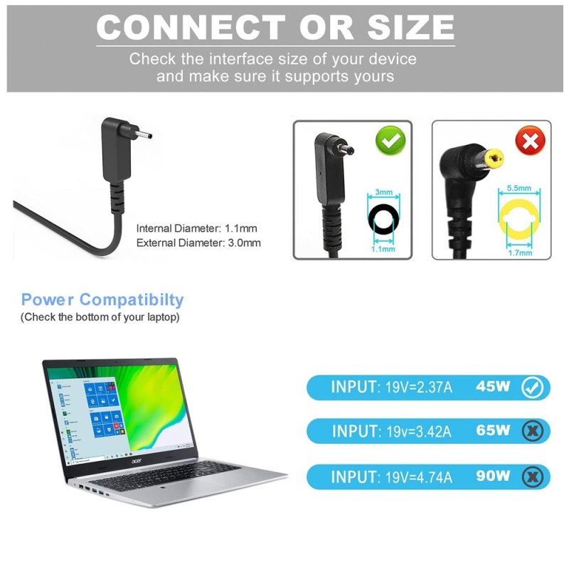 Lader til Acer Chromebook 15 C910(19V, 2.37A, 45W, 3.0*1.1mm)                            
                             
                            Lader til Acer Chromebook 15 C910(19V, 2.37A, 45W, 3.0*1.1mm)