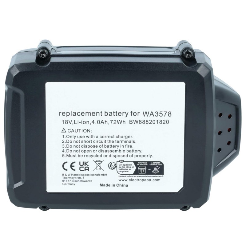                            Batteri til Worx WA3578 (20V, 4000mAh)                            
                                                        
                            