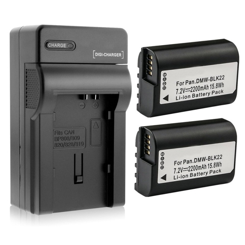                             Batteri til Panasonic DMW-BLK22 (7.2V, 2200mAh, 2 Batteri + 1 Lader)                            
                                                        
                            