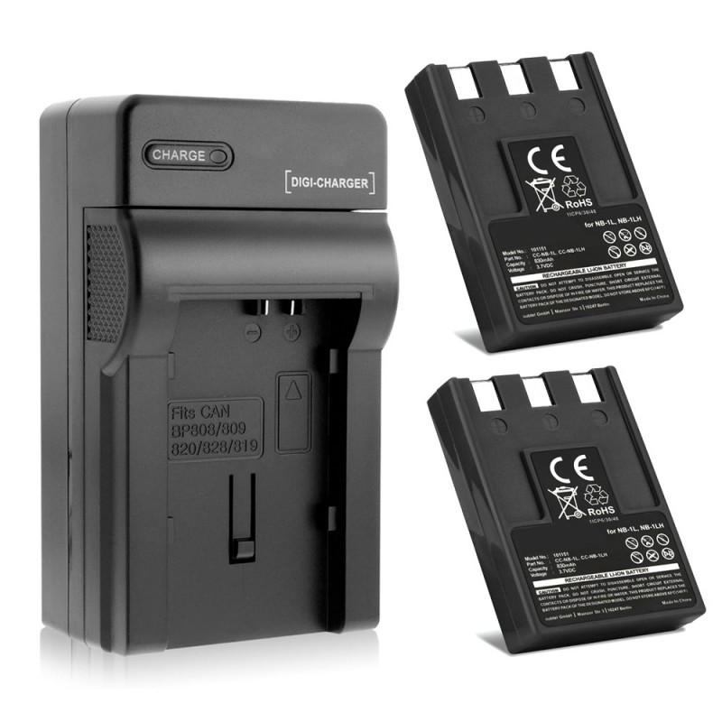                             Batteri til Canon NB-1L (3.7V, 830mAh) 2 Batteri + 1 Lader                             
                                                        
                            