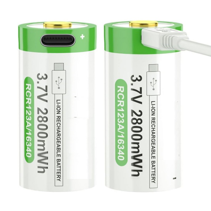 Batteri til 16340 RCR123A CR123A 3.7V 2550mAh