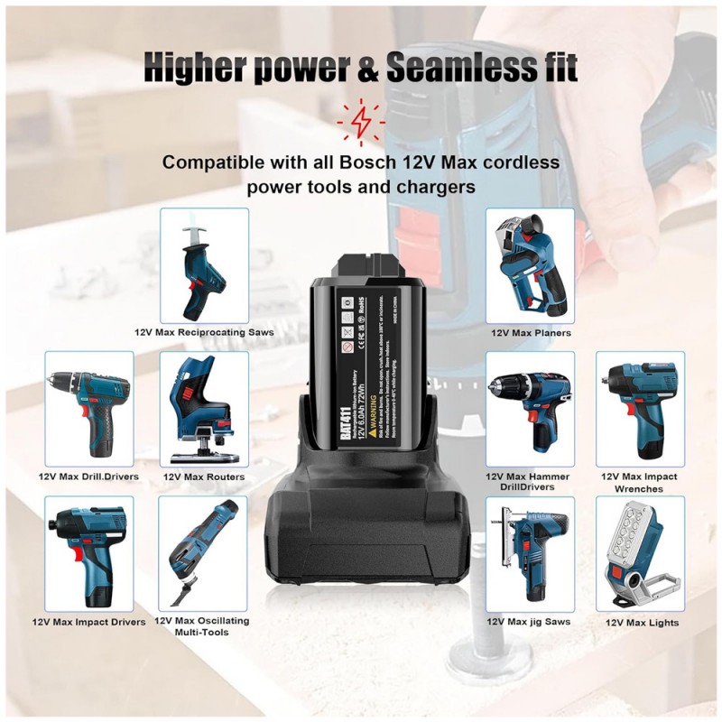                             Batteri til Bosch Bosch GWB 10.8-LI (10.8V, 6000mAh)                            
                                                        
                            