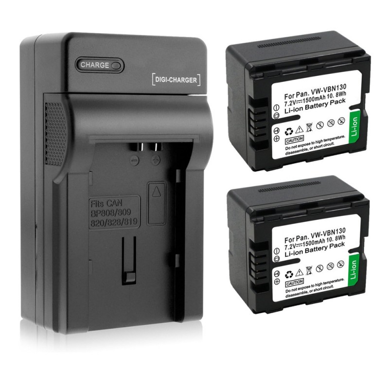                             Batteri til Panasonic VW-VBN130 (7.4V, 1500mAh) 2 Batteri + 1 Lader                             
                                                        
                            