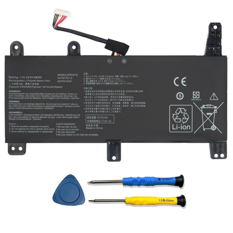                             Batteri til Asus C41N1731-2 (15.4v, 4335mAh/66Wh)                            
                                                        
                            
